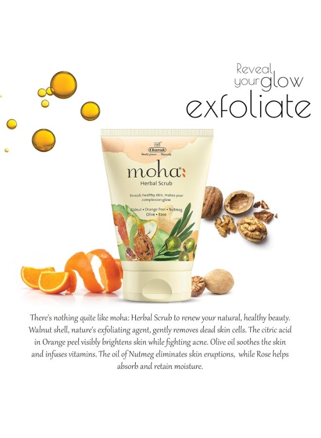 MOHA Herbal Scrub (100 GM) | Face Scrub | Blend Of Walnut, Orange Peel & Oilve Oil for Skin Brightening, Exfoliate Face, For All Skin Type (Pack Of 1) - Image 3