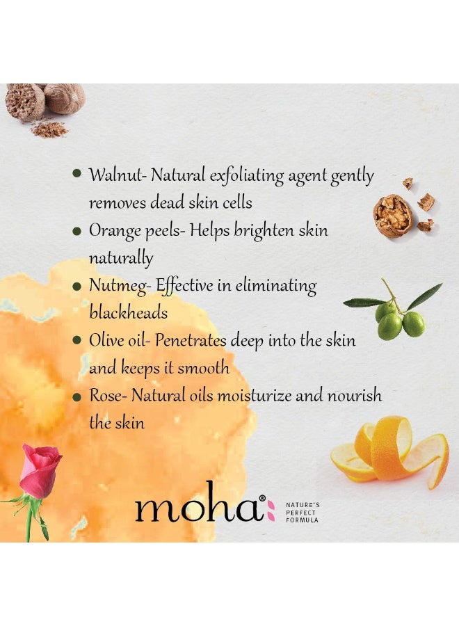MOHA Herbal Scrub (100 GM) | Face Scrub | Blend Of Walnut, Orange Peel & Oilve Oil for Skin Brightening, Exfoliate Face, For All Skin Type (Pack Of 1) - Image 4