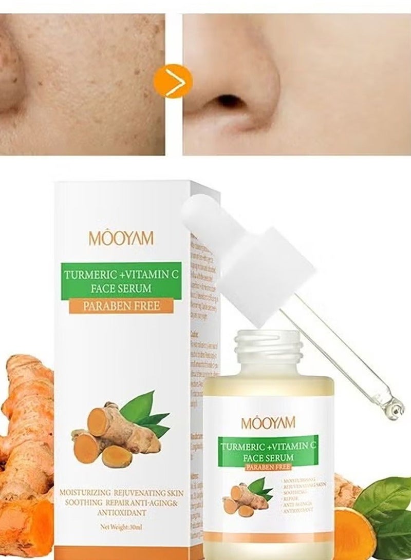 موويام سيروم الوجه بالكركم + فيتامين C - سيروم الوجه لتصحيح البقع الداكنة وإزالة البقع الداكنة لترطيب البشرة وتجديد شبابها مهدئ ومصلح ومضاد للشيخوخة ومضاد للأكسدة 30 مل - Image 1