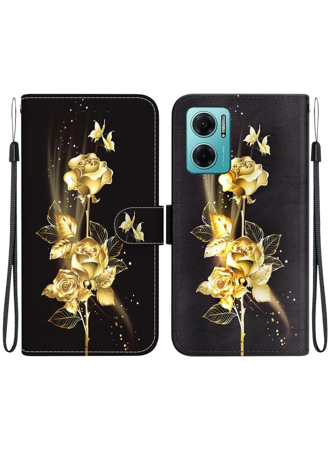 Case For Xiaomi Redmi 10 5G / Note 11E Crystal Texture Colored Drawing Leather Phone Case