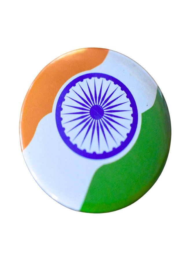 ال سي شارات العلم الهندي ثلاثي الألوان من إل سي | عبوة من 10 شارات دائرية بدبابيس ليوم الاستقلال ويوم الجمهورية | شارة زر بلاستيكية | شارات تيرانجا لامعة 58 مم (التصميم 4) - Image 5