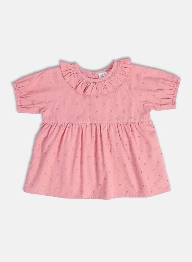 MINIKLUB Girls Ruffled Dobby Cotton Top - Image 1