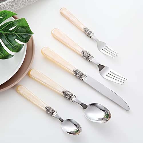 CATHYLIN 20 pieces 18/10 Stainless Steel Silverware Sets With Champagne Handle,Vintage Cutlery Sets,Sliverware set Service for 4,Dishware Safe (20,champagne) - Image 4