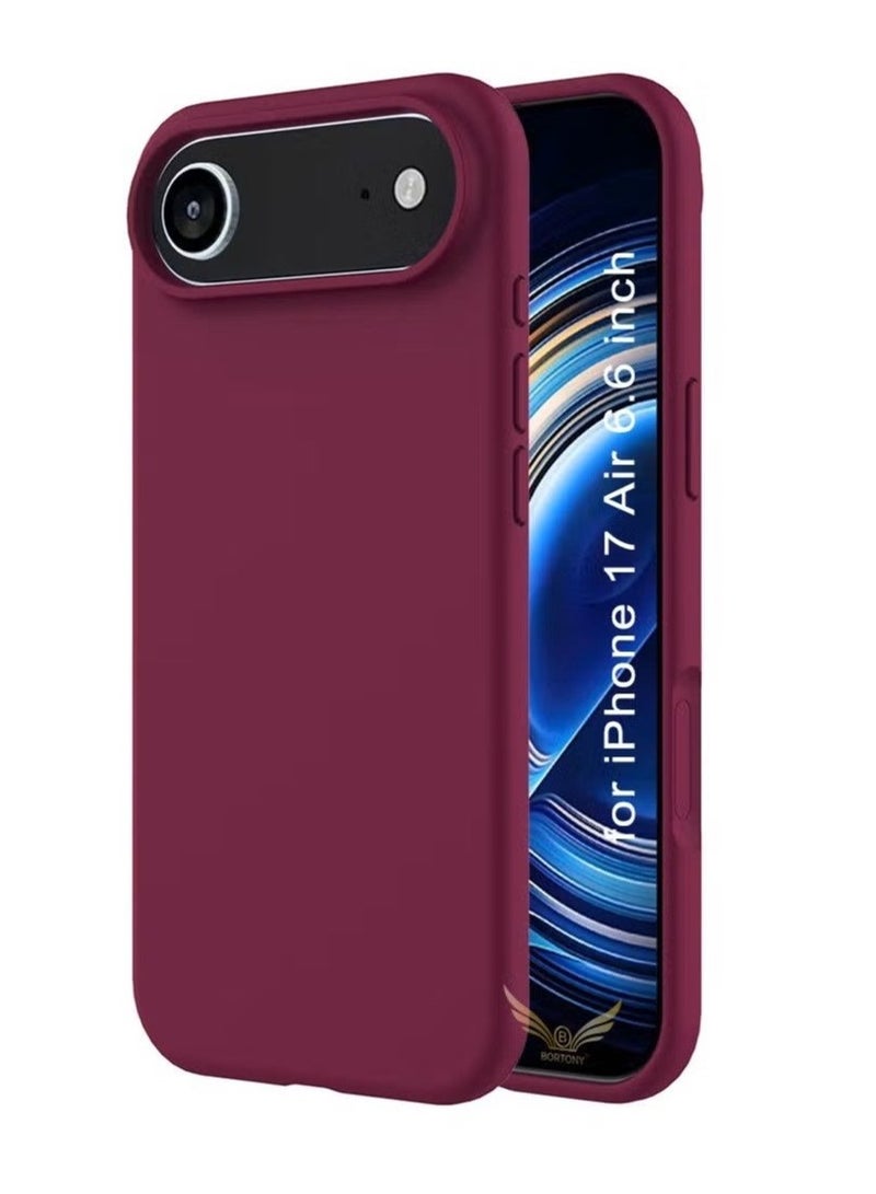 general Bortony iPhone 17 Air 6.6" Case - Ultra-Slim Jelly Silicone Protective Cover with Microfiber Lining, Shockproof Drop Protection, Burgundy - Image 1