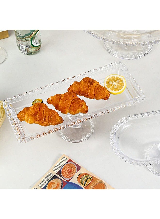 XiuWoo 1 Piece Clear Glass Snacks Serving Tray Fruits Candy Cakes Storage Plate Decorative Clear 11x30 cm  - Image 4