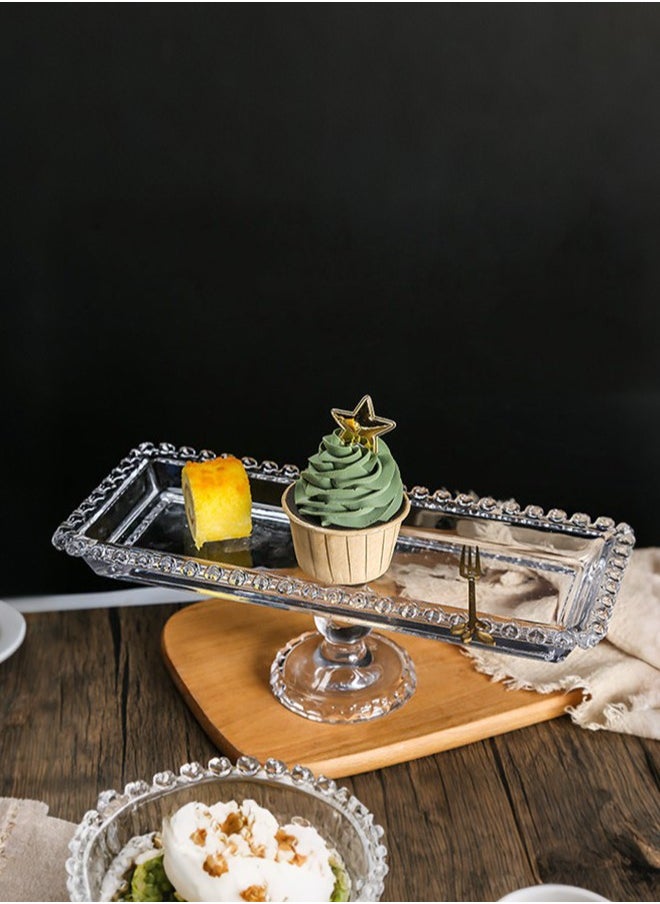 XiuWoo 1 Piece Clear Glass Snacks Serving Tray Fruits Candy Cakes Storage Plate Decorative Clear 11x30 cm  - Image 1
