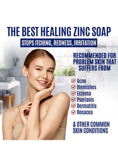 Herblov Pyrithione Zinc Soap Bar For Face & Body, 4Oz | Cleanser For Acne, Rosacea, Eczema, Dermatitis, Psoriasis, Itching | Cleansing, Calming Facial Wash | Zinc Soap Bar Made In Usa (Pack Of 2)  - Image 1