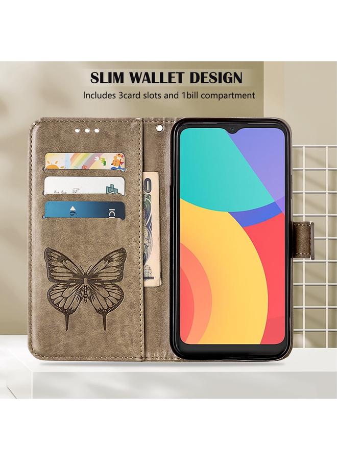 S-TOP Case For Alcatel 1L 2021 Embossed Butterfly Leather Phone Case - Image 4