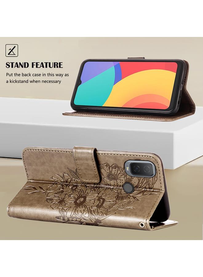 S-TOP Case For Alcatel 1L 2021 Embossed Butterfly Leather Phone Case - Image 3