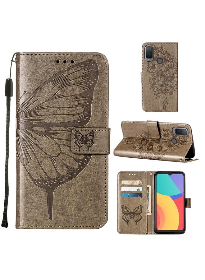 S-TOP Case For Alcatel 1L 2021 Embossed Butterfly Leather Phone Case - Image 1