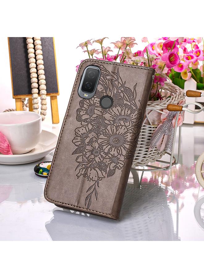 S-TOP Case For Alcatel 1L 2021 Embossed Butterfly Leather Phone Case - Image 5