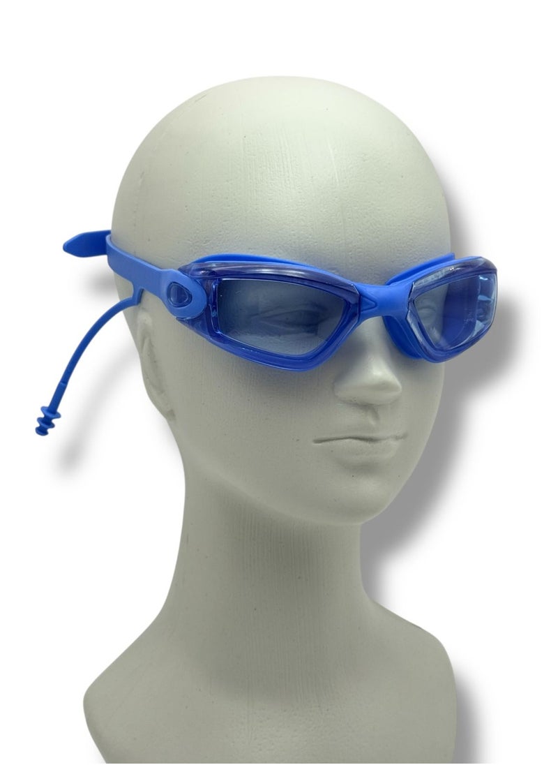 QSHOP ® Swimming Goggles with Back Closure for Expandable Fit + Comfortable Earplugs - Anti-fog and Water-Resistant Swimming Goggles for Kids and Adults for Workouts and Water Trips  - Image 1