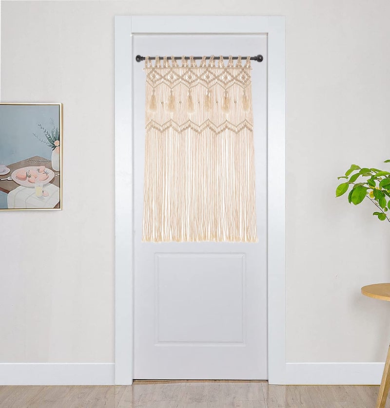 Hysunland French Door Window Curtains Handmade Macrame Side Window Curtain with Taasels Creation Privacy Semi Sheerness 236  40