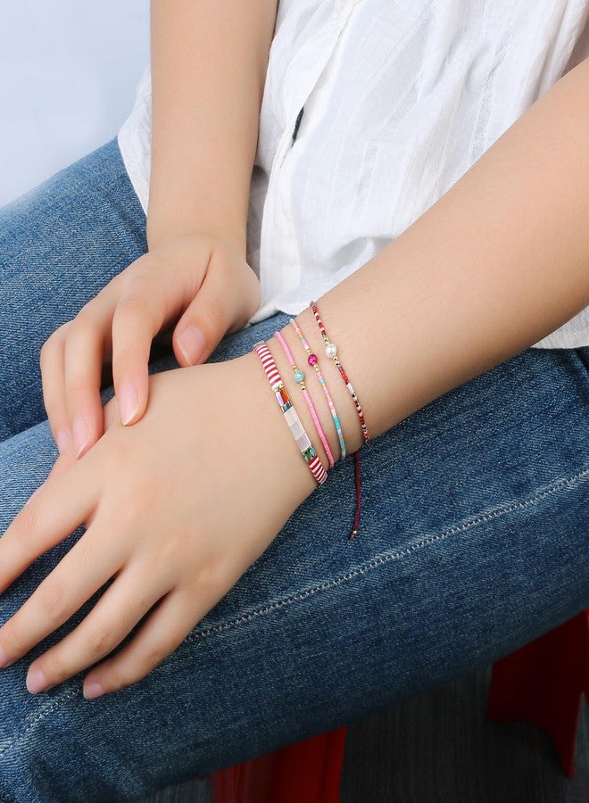 KELITCH Crystal Thin Strand Bracelets Boho Friendship Strand Bracelet Summer Beach Jewelry Gift - Image 2