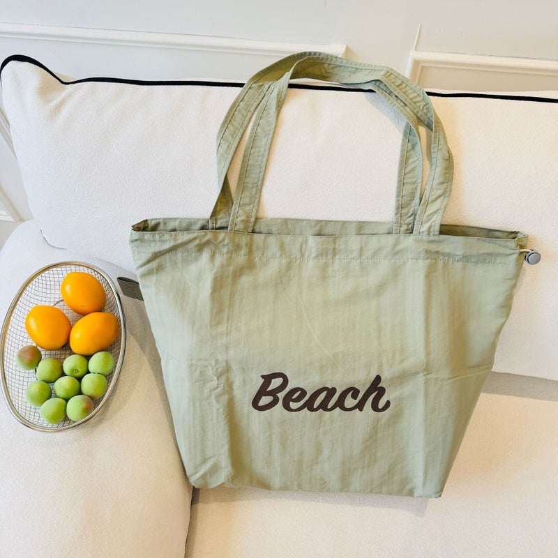 Bag Women'S Korean Style New Letter Printed Nylon Shoulder Bag Casual Versatile Portable Drawstring Large Capacity Tote Bag - Image 5