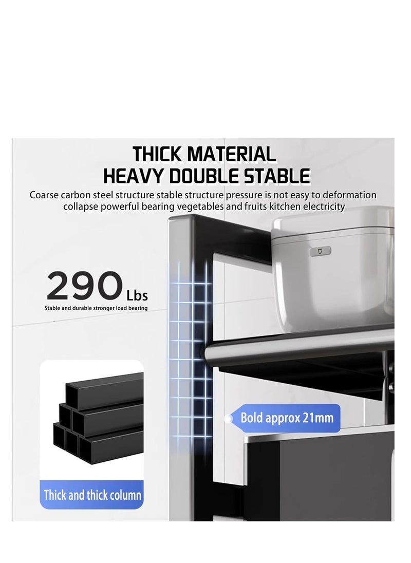 DMG TECH - Storage Shelves on Wheels, 4 Tier Shelves for Storage, Heavy Duty Standing Shelf Units, Storage Baskets Shelves for Small Spaces, With 4 Hooks, Storage Rack for Garage, Kitchen, Basement - Image 1