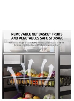 DMG TECH Storage Shelves on Wheels, 4 Tier Shelves for Storage, Heavy Duty Standing Shelf Units, Storage Baskets Shelves for Small Spaces, With 4 Hooks, Storage Rack for Garage, Kitchen, Basement  - Image 5