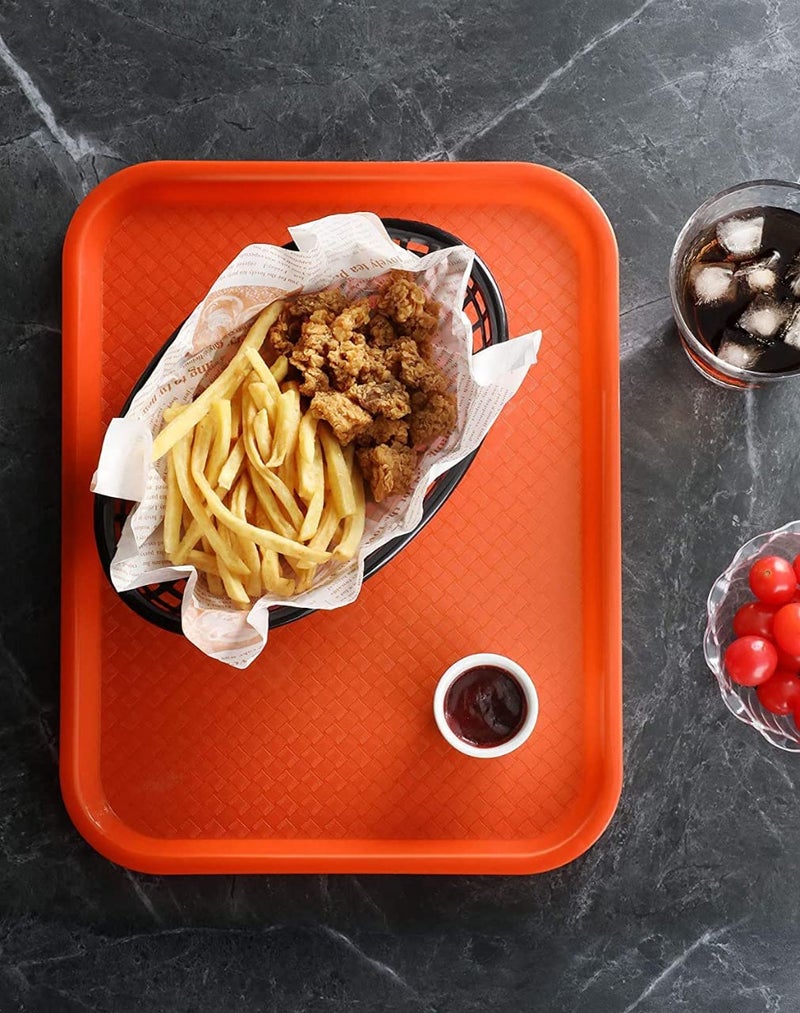 Improvhome Serving Platter/Large Tray; Made of Premium Plastic; Rectangular Shape; Length 16 Inches X Breadth 12 Inches (4 Orange Tray) - Image 3