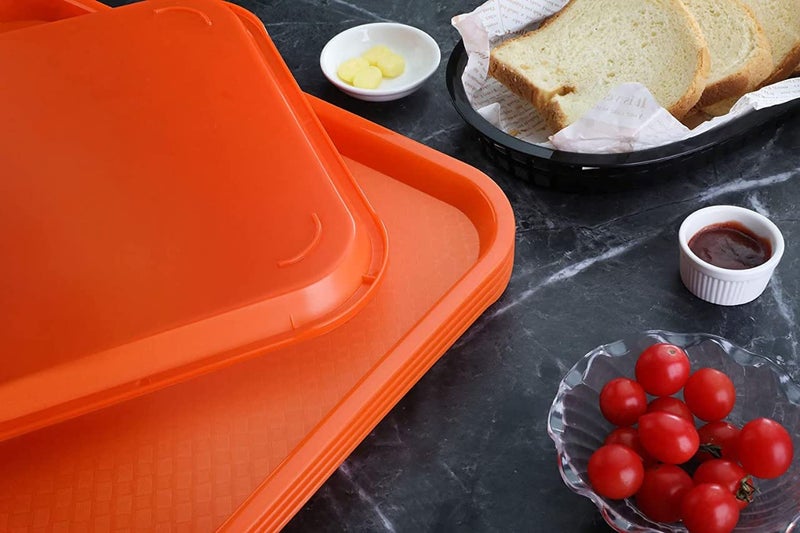 Improvhome Serving Platter/Large Tray; Made of Premium Plastic; Rectangular Shape; Length 16 Inches X Breadth 12 Inches (4 Orange Tray) - Image 2