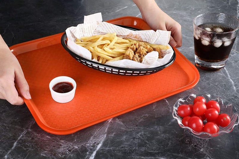 Improvhome Serving Platter/Large Tray; Made of Premium Plastic; Rectangular Shape; Length 16 Inches X Breadth 12 Inches (4 Orange Tray) - Image 4