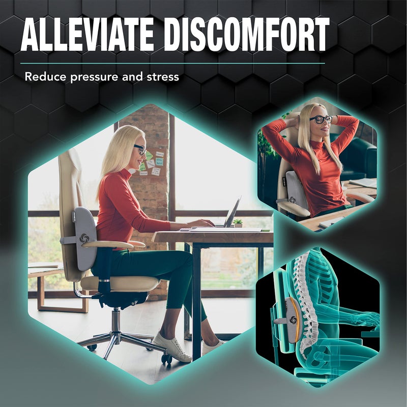 Samsonite SA5244 Ergonomic Lumbar Support Pillow Helps Relieve Lower Back Pain 100% Pure Memory Foam Improves Posture Fits Most Seats Breathable Mesh Washable Cover Adjustable Strap - Image 5