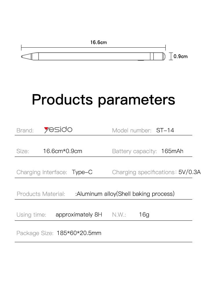 Yesido Yesido Black ST14 Capacitive Stylus Pen Is Compatible With All Touch Screen Devices And Is More Suitable For IPads And Tablets  - Image 2