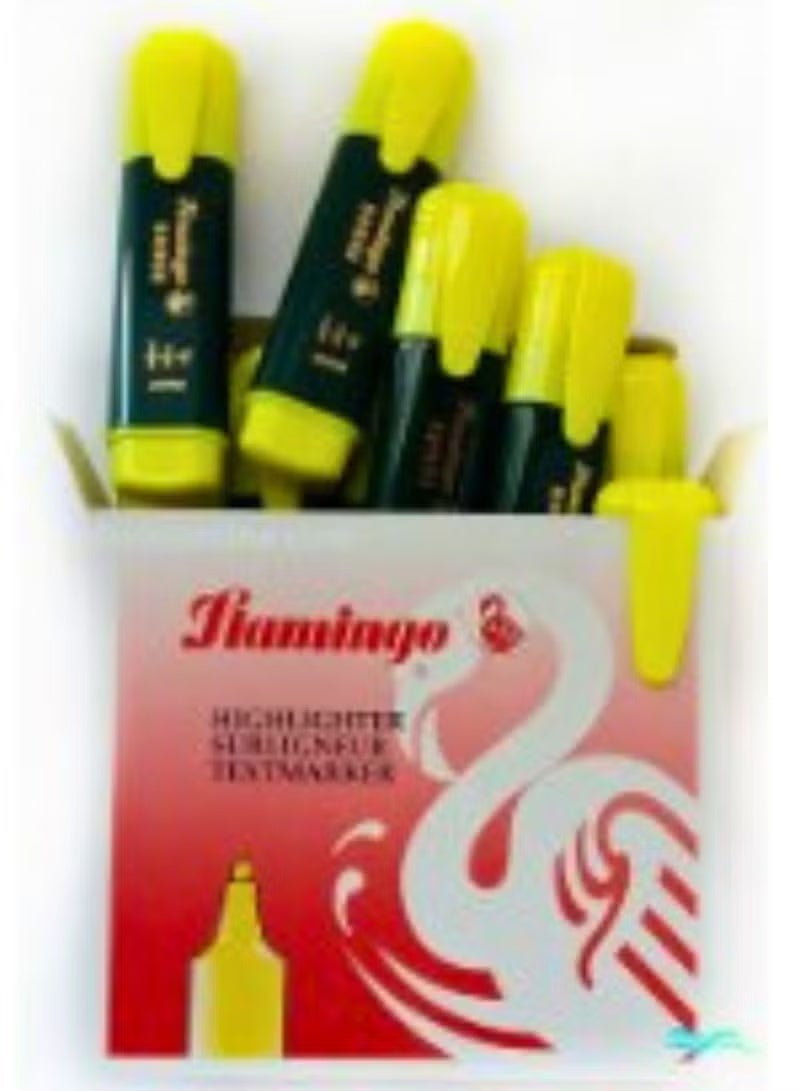 Flamingo 12-Pieces Text Marker Highlighter Yellow Color - Image 1