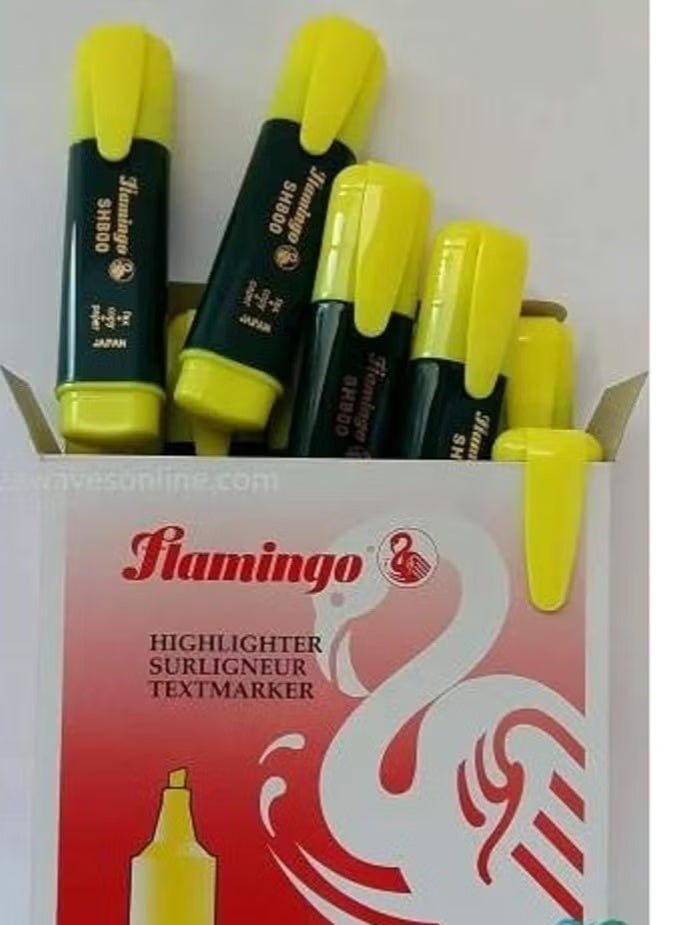 Flamingo 12-Pieces Text Marker Highlighter Yellow Color - Image 2