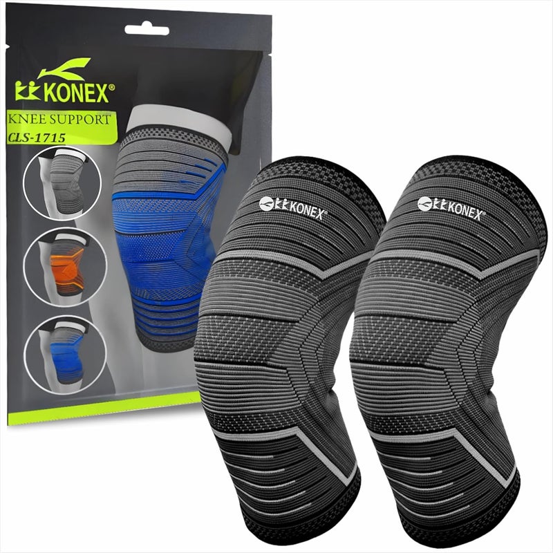 KONEX Salt resistant coating KONEX Elastic & Breathable Knee Cap Support Sleeves | Ideal for Sports, Workouts, Pain Relief, Knee Cap Compression Support, Running, Cycling & Exercise - Medium, Black (1 Pair) Flexible anti-break - Image 1