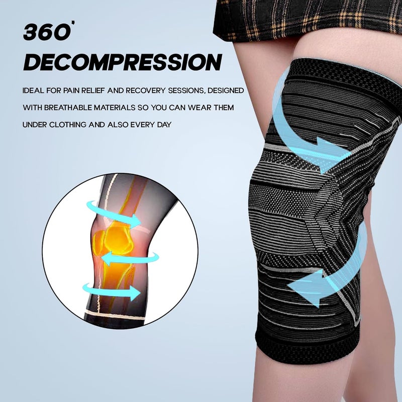 KONEX Salt resistant coating KONEX Elastic & Breathable Knee Cap Support Sleeves | Ideal for Sports, Workouts, Pain Relief, Knee Cap Compression Support, Running, Cycling & Exercise - Medium, Black (1 Pair) Flexible anti-break - Image 3