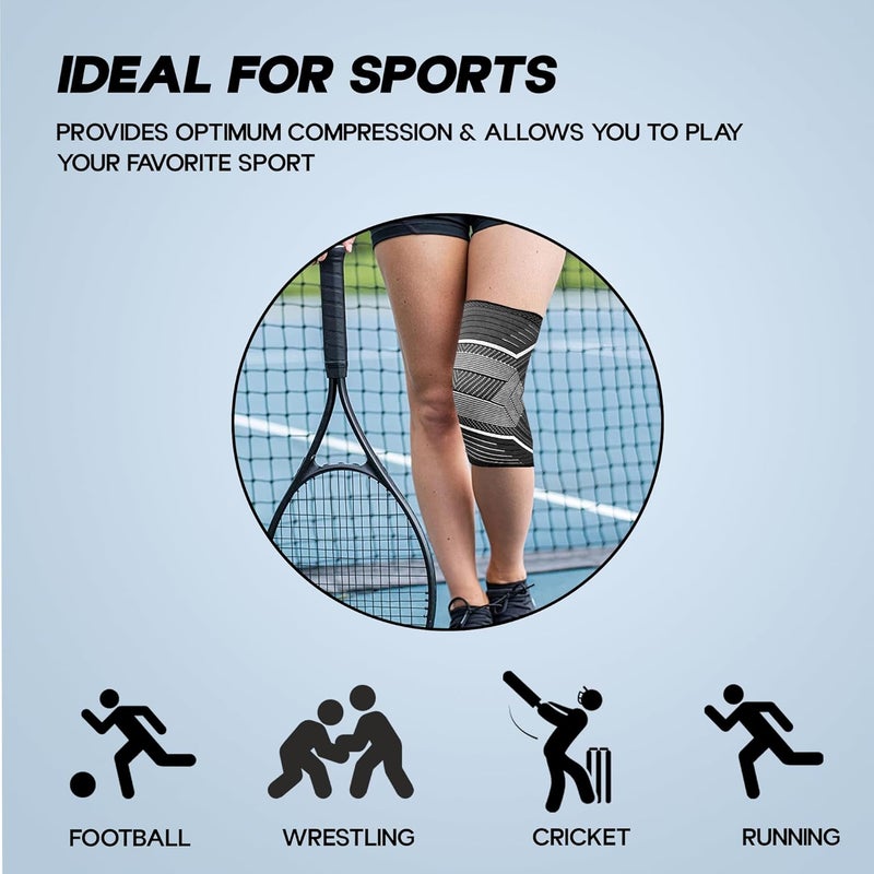 KONEX Salt resistant coating KONEX Elastic & Breathable Knee Cap Support Sleeves | Ideal for Sports, Workouts, Pain Relief, Knee Cap Compression Support, Running, Cycling & Exercise - Medium, Black (1 Pair) Flexible anti-break - Image 5