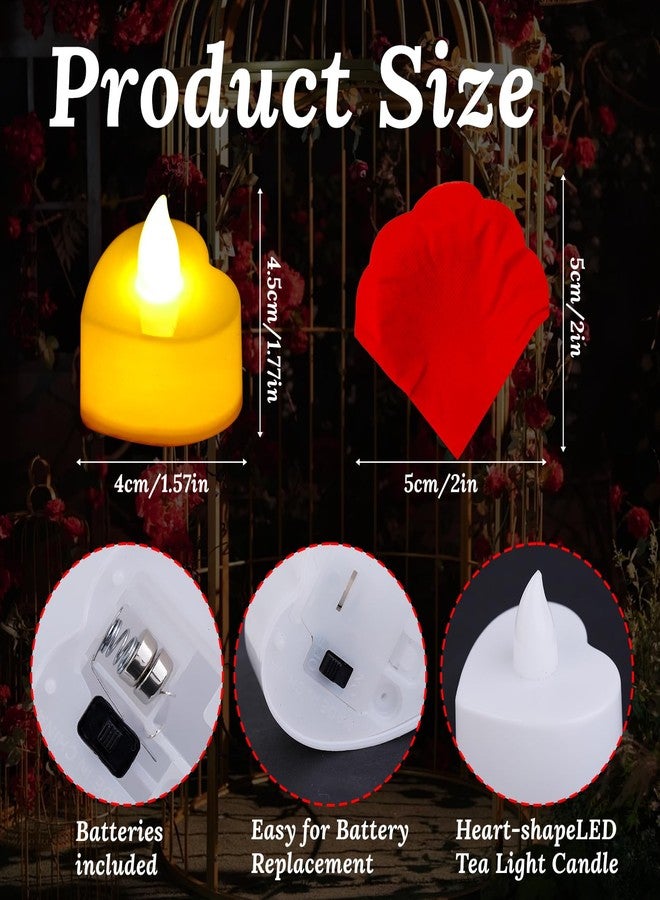 JMUQ 7000 Pieces Artificial Rose Petals with 72 Pieces Romantic Heart Led Tealight Candles, Rose Petals and Candles Set for Weddings Anniversaries Proposals Decor(Warm White Light) - Image 5