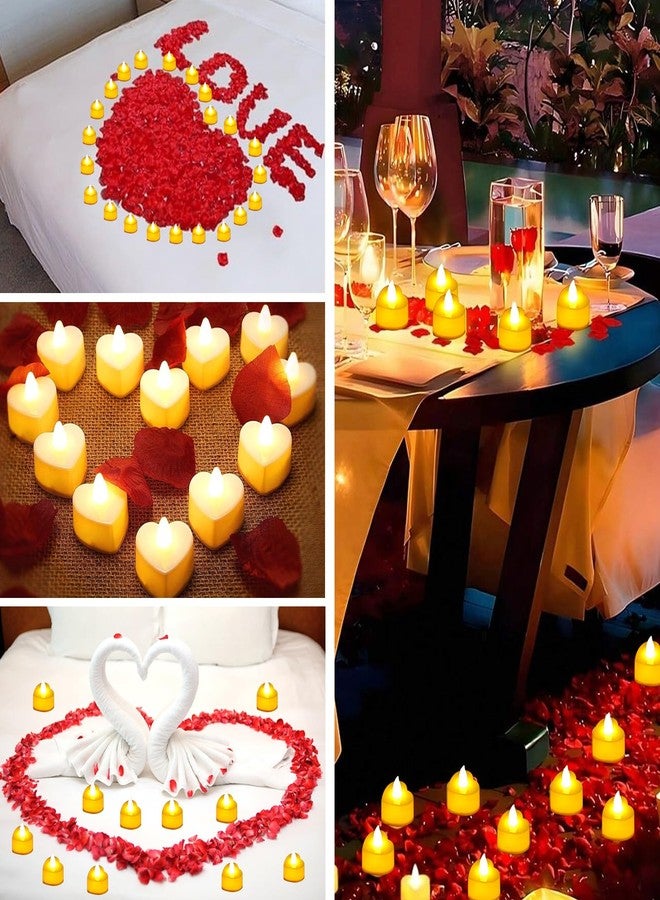 JMUQ 7000 Pieces Artificial Rose Petals with 72 Pieces Romantic Heart Led Tealight Candles, Rose Petals and Candles Set for Weddings Anniversaries Proposals Decor(Warm White Light) - Image 3
