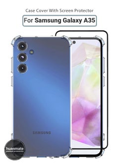 huanmate 2 in 1 Samsung Galaxy A35 Protection Pack - Ultra Clear Shockproof Case & Edge-to-Edge Screen Protector, 360 Degree Protection, Back Cover & Screen Protector for Samsung Galaxy A35  - Image 1