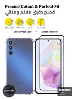 huanmate 2 in 1 Samsung Galaxy A35 Protection Pack - Ultra Clear Shockproof Case & Edge-to-Edge Screen Protector, 360 Degree Protection, Back Cover & Screen Protector for Samsung Galaxy A35  - Image 2