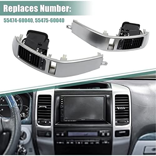 ASVEGE 2pcs Center Dash A/C Outlet for Toyota Land Cruiser Prado J120 2002-2009 55474-60040 Silver Car Dashboard Air Conditioner Duct Vent Grille Panel for Lexus GX470 2003-2009 - Image 3