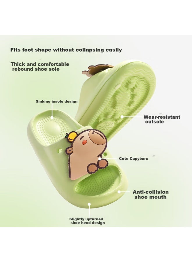 Tudouwu Children's Slippers For Older Kids, Indoor And Outdoor Non-slip Soft Sole Parent-child Capybara Sandals, Green Size 180 - Image 2