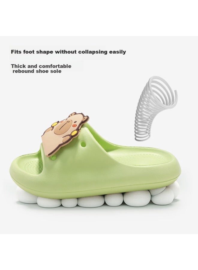 Tudouwu Children's Slippers For Older Kids, Indoor And Outdoor Non-slip Soft Sole Parent-child Capybara Sandals, Green Size 180 - Image 3