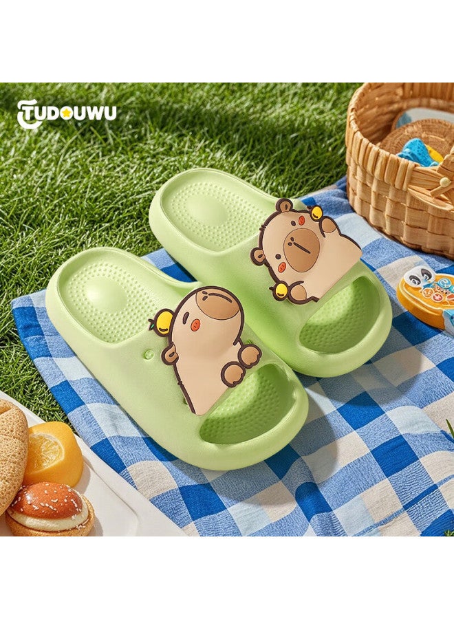 Tudouwu Children's Slippers For Older Kids, Indoor And Outdoor Non-slip Soft Sole Parent-child Capybara Sandals, Green Size 180 - Image 1