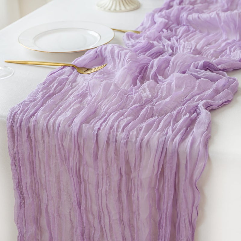 Sioloc 1 Pack Lilac Purple Lavender Cheesecloth Table Runner Fall Autumn Decor for Home 10ft Table Cloth for Tea Wedding Birthday Party Baby Bridal Shower Halloween Thanksgiving