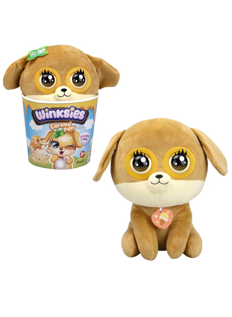 Silverlit Winksies Interactive Soft Toy - Caramel Puppy with Blinking Eyes & Sound Effects – Cuddly Plush Toy for Kids 3+ – Ice Cream Cone  - Image 1
