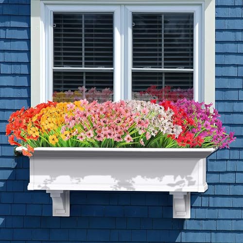MACTING Artificial Flowers for Outdoors 6 Bundles Fake Flowers UV Resistant Faux Plastic Plants No Fade for Planters Window Box Patio Porch Garden Yard Indoor Outside Summer Decorations(Mix Color-1) - Image 2