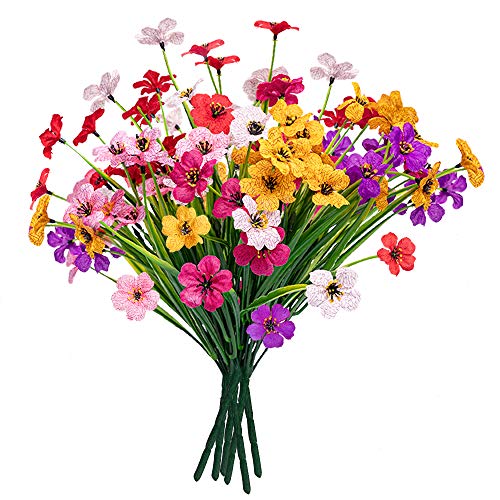 MACTING Artificial Flowers for Outdoors 6 Bundles Fake Flowers UV Resistant Faux Plastic Plants No Fade for Planters Window Box Patio Porch Garden Yard Indoor Outside Summer Decorations(Mix Color-1) - Image 1