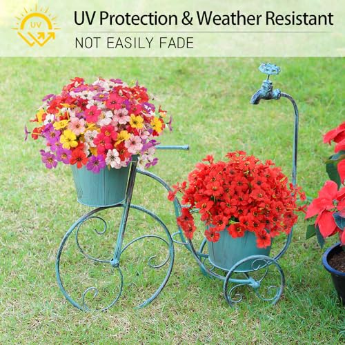 MACTING Artificial Flowers for Outdoors 6 Bundles Fake Flowers UV Resistant Faux Plastic Plants No Fade for Planters Window Box Patio Porch Garden Yard Indoor Outside Summer Decorations(Mix Color-1) - Image 3
