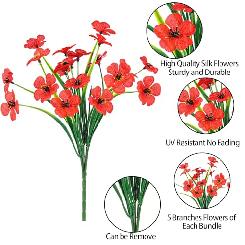 MACTING Artificial Flowers for Outdoors 6 Bundles Fake Flowers UV Resistant Faux Plastic Plants No Fade for Planters Window Box Patio Porch Garden Yard Indoor Outside Summer Decorations(Mix Color-1) - Image 4