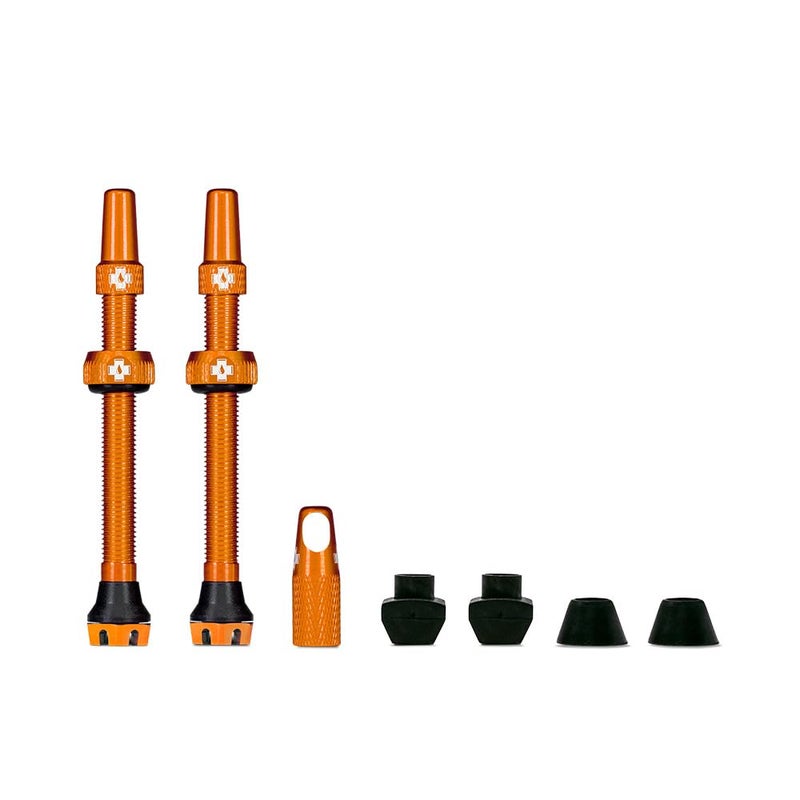 Muc Off Muc-Off Tubeless Valves, Orange 44mm - Dust Caps for Bikes with Valve Core Removal Tool Presta MTB/Road/Gravel Tyres - Image 1
