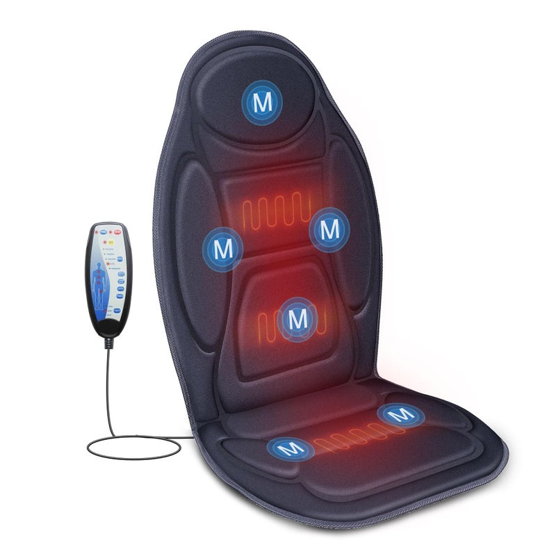 Snailax Vibration Back Massager with Heat, Massage Seat Cushion with 6 Vibrating Motors and 2 Heat Levels, Massage Chair Pad for Home Office use, Gifts for Him Her - Image 1