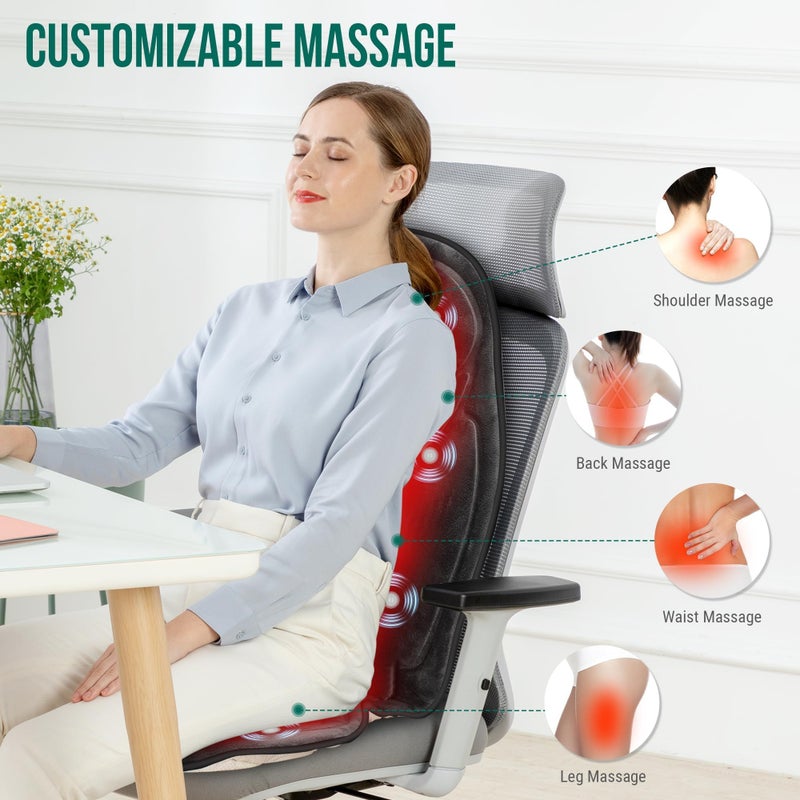 Snailax Vibration Back Massager with Heat, Massage Seat Cushion with 6 Vibrating Motors and 2 Heat Levels, Massage Chair Pad for Home Office use, Gifts for Him Her - Image 3
