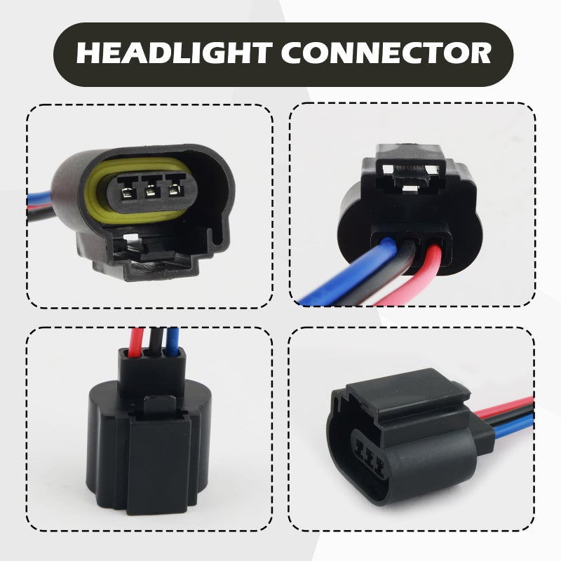 Figpade 2PCS Female Headlight Connector for H13/9008 Bulb,Headlight Wiring Harness for Headlights or Fog Lights Use,Universal Headlight Harness Replacement Car Accessories (Female Socket) - Image 5