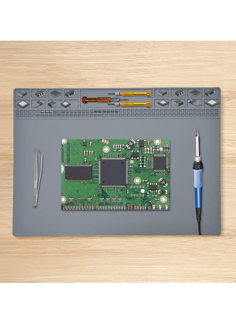 SYOSI Heat Resistant Silicone Repair Mat, Electronics Repair Mat, Ideal for Soldering, Electronics, Computer Repair - Image 5